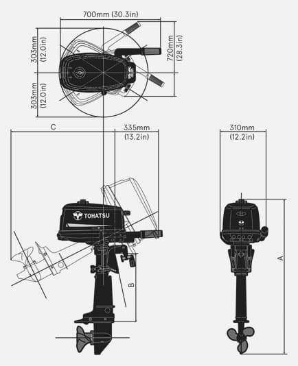 Лодочный мотор TOHATSU M 5 BD S 2х-тактный